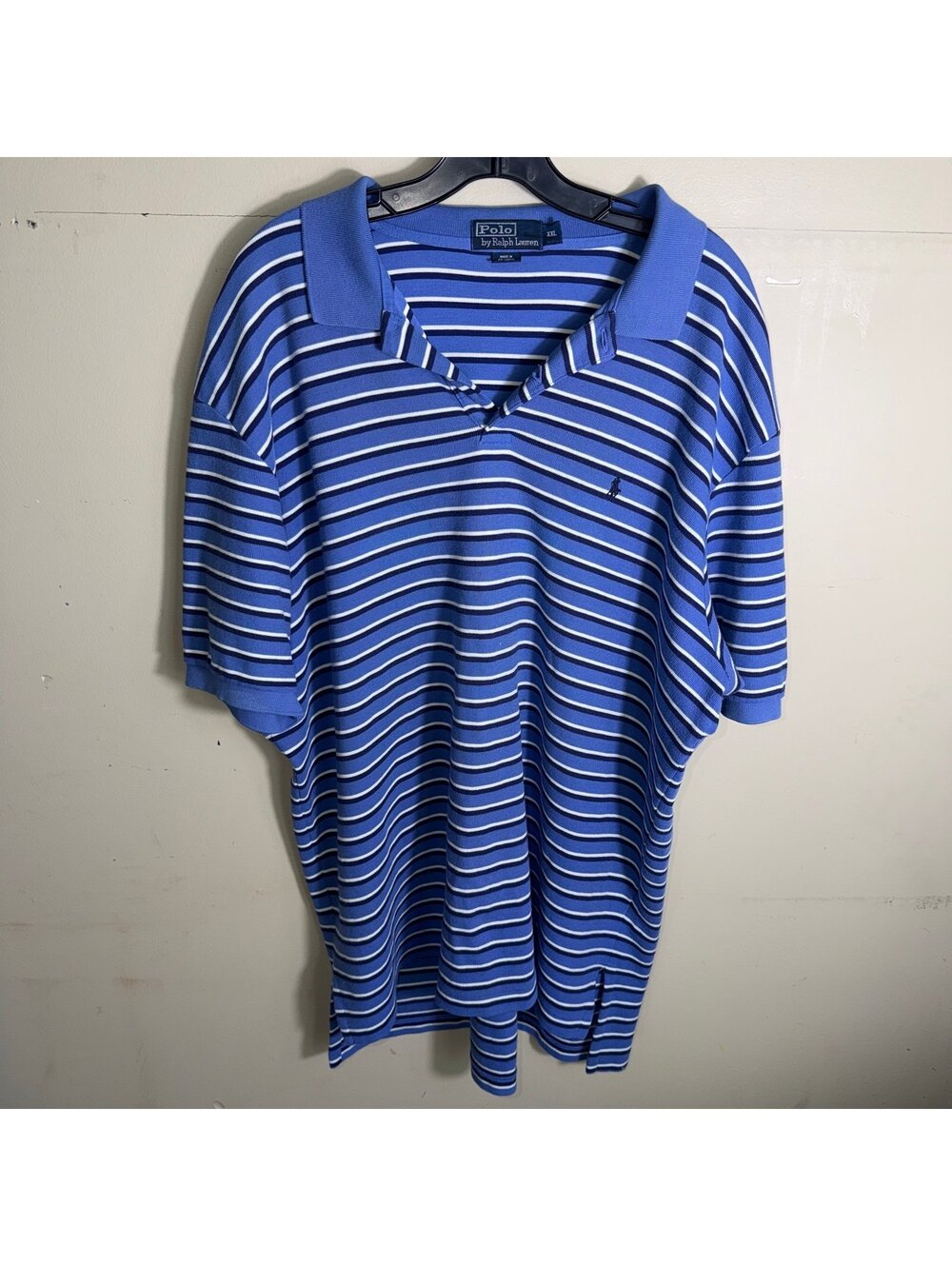 Polo Ralph Lauren Blue Striped Polo Mens 2XL Vtg y2k 90s Rare